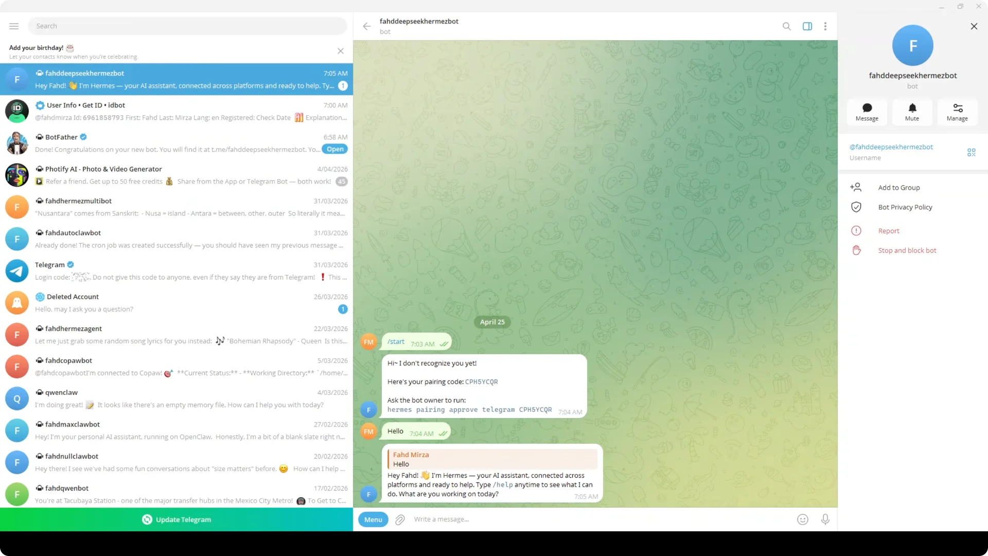 DeepSeek V4 Pro, Hermes Agent & Telegram: Mobile Bug Fixing Guide screenshot 8