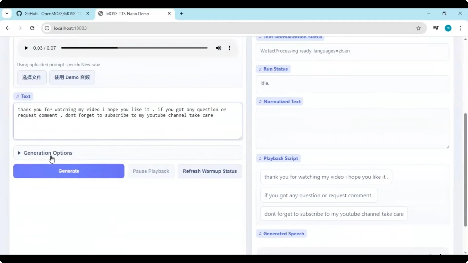 MOSS TTS Nano: How to Easily Install and Clone AI Voices? screenshot 9