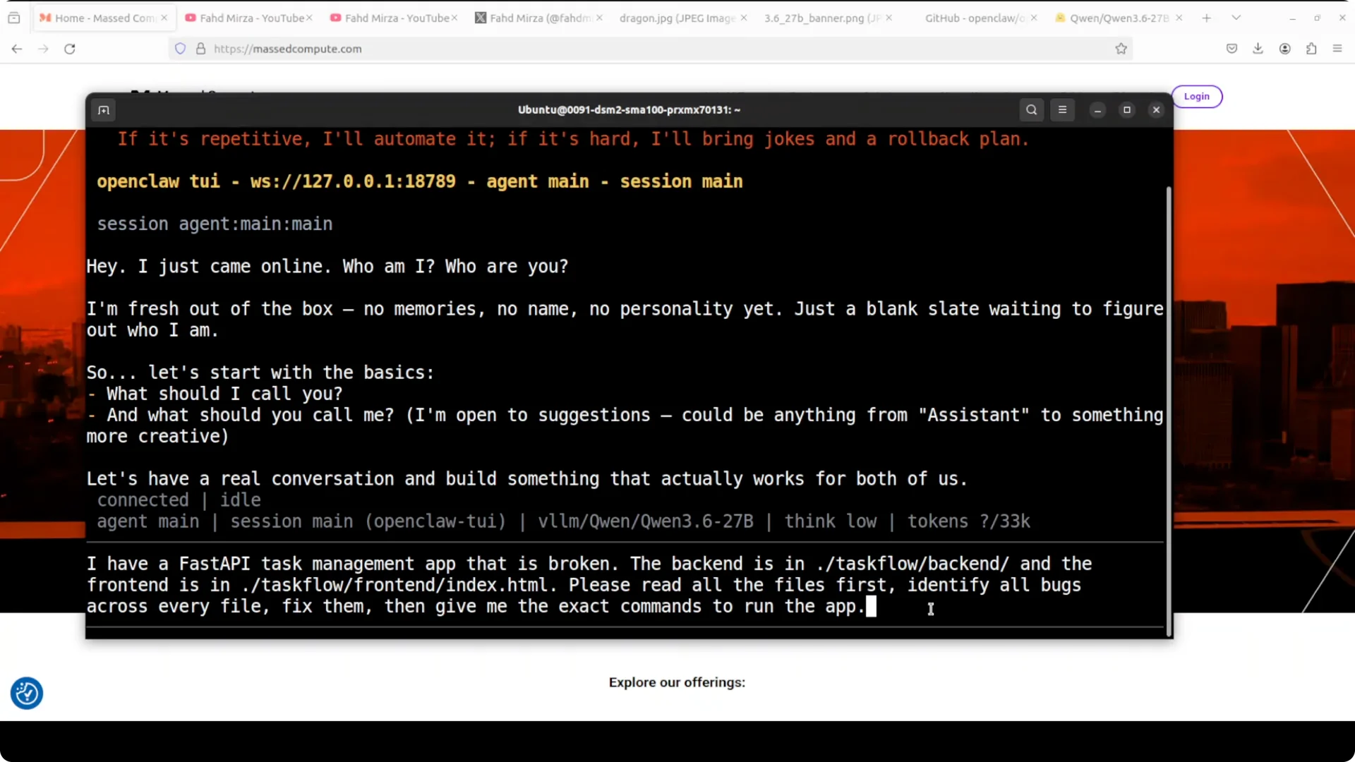 Qwen3.6-27B + OpenClaw: Scalable Local Multifile Coding screenshot 5