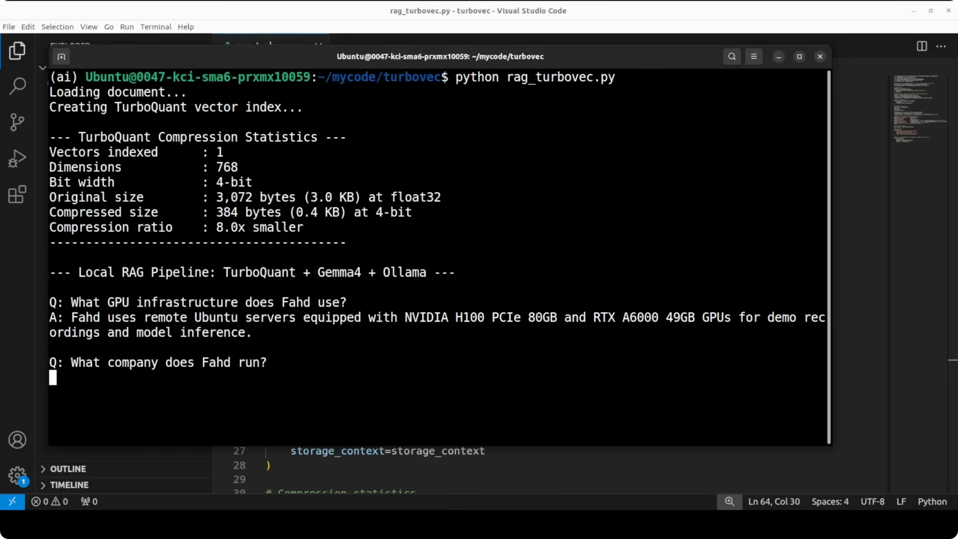 Turbovec: Exploring Google's TurboQuant with Ollama screenshot 10